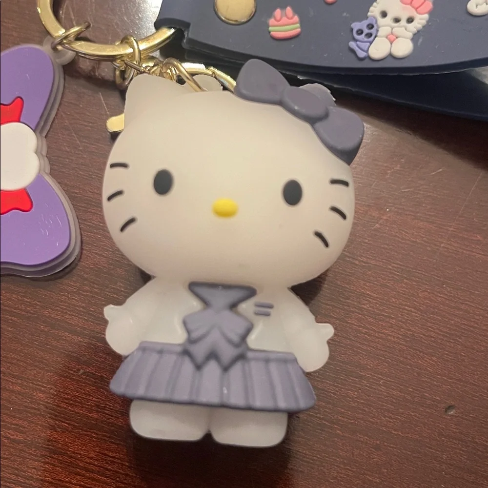 Hello Kitty Keychain with Navy Accents new